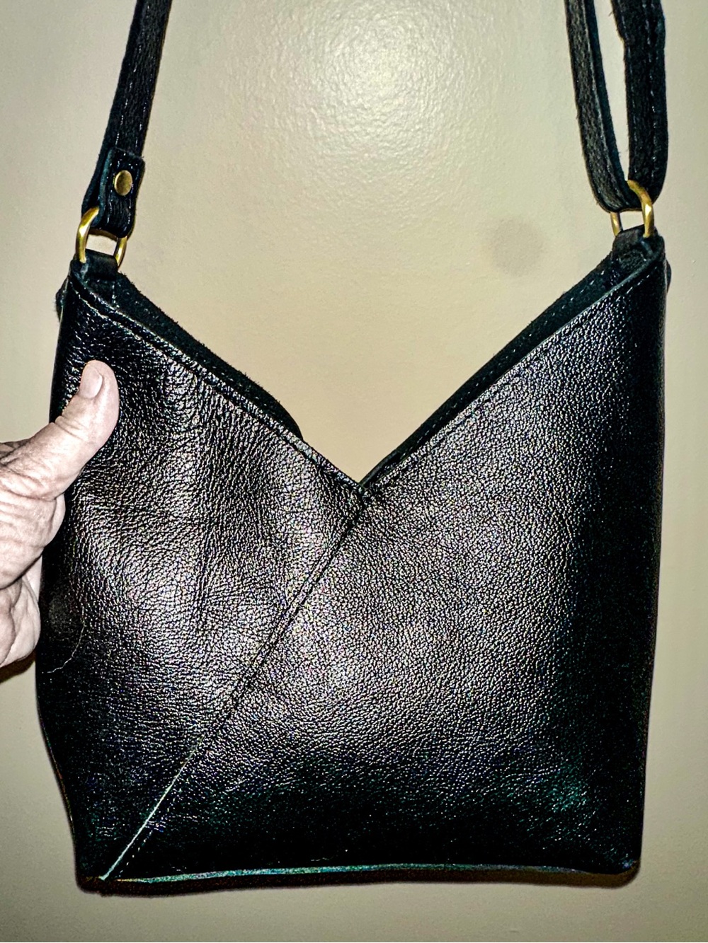 Portland Leather Pebbled Black Naomi Shoulder Bag - Small - Picture 7 of 12